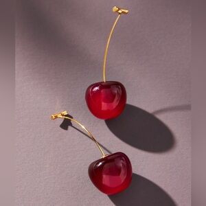 Chic Cherry Earrings in Deep Red and Gold